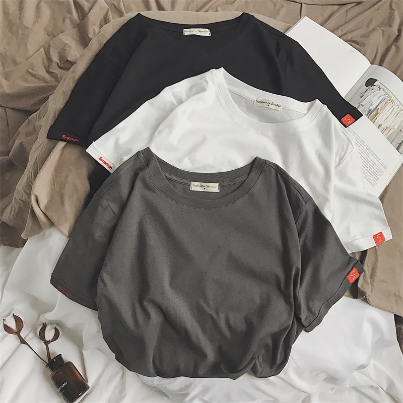 

Pengpious summer new cotton tee for women mauve t-shirt for young lady large size boy friend fashion design tee