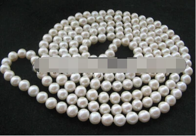 

ddh002534 Beautiful 80" 10-11mm natural white freshwater pearl necklace