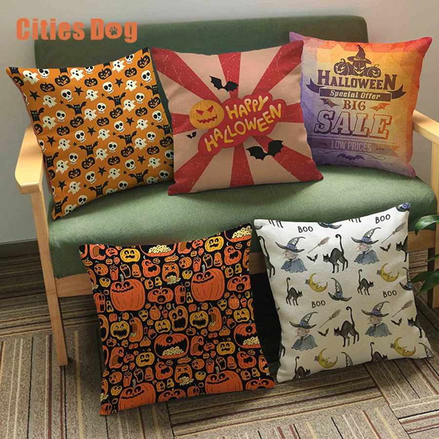 

pillows cushion Cartoon Halloween Gifts Pillowcase Pumpkin skull decorative pillow Use For Home Car Office almofadas cojines