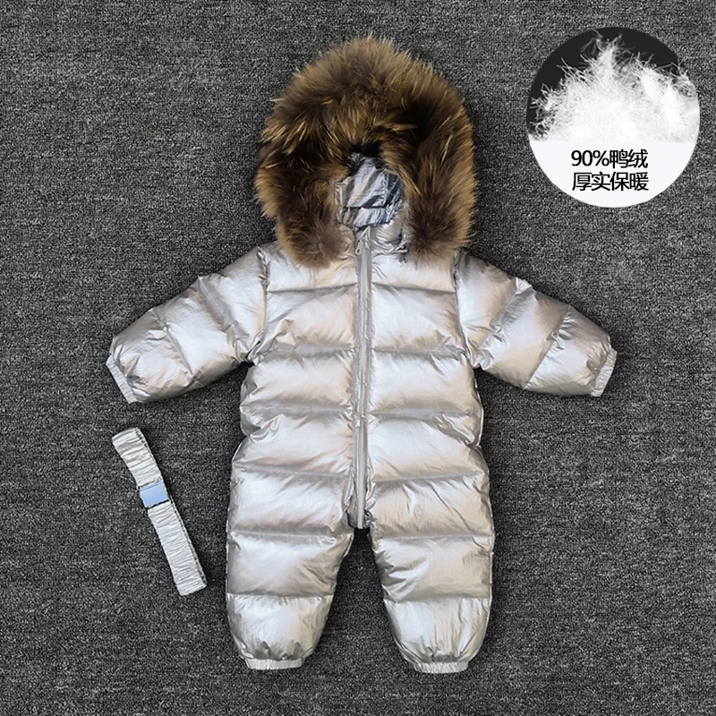 

2019 Winter Jumpsuit Baby Real Fur Hooded Overalls for Girls Waterproof Toddler Boys Onesies Newborn Unisex Clothes Costume