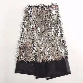 

Nigerian Sequins Lace Fabrics 2019 Silver Nigerian Lace Fabrics Embroidery African Tulle French Lace Materials For Women Dress