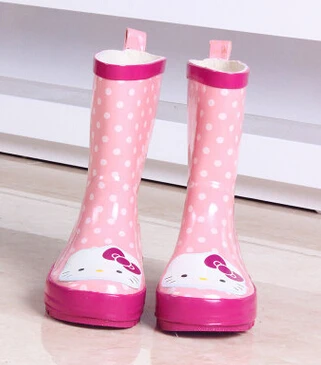 

Hello Kitty Rain Boots For Girls Waterproof Princess Shoes Children Hot Pink Cartoon Rain Shoes For Girls Polka Dot Boots