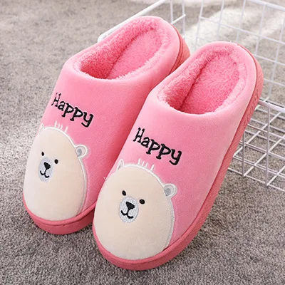 cotton slippers Lovely women's household indoor slippers Men and women's household winter men and women's men's warmth - Цвет: Розовый