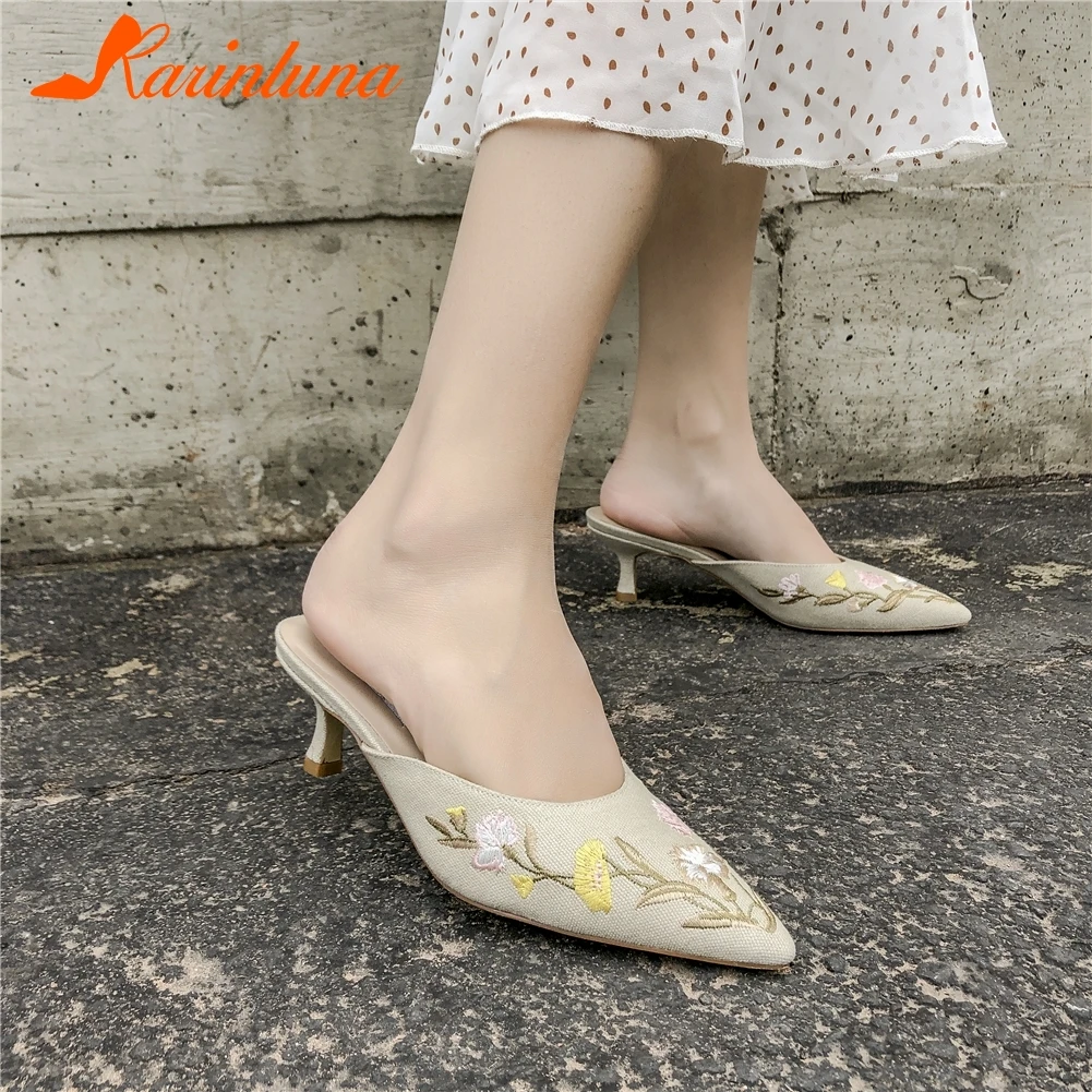 

KARINLUNA New Arrivals High Quality INS Hot Shoes Woman Pumps Female Slip On Strange Style Concise Pumps Mules Woman Shoes
