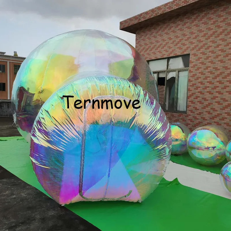  holographic inflatable bubble refective tent with tunnelinflatable promotion advertising tents for 