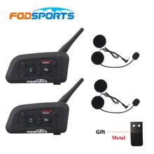 Fodsports 2 шт. V6 Pro домофон мотоциклетный Bluetooth шлем гарнитура домофон 6 Rider 1200 м Водонепроницаемый BT домофон
