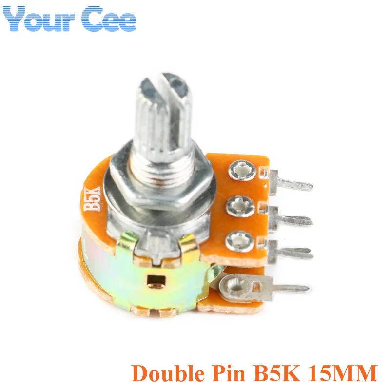 10PCS B10K Dual Stereo Potentiometer Pots Shaft S 15mm 6Pin NEW