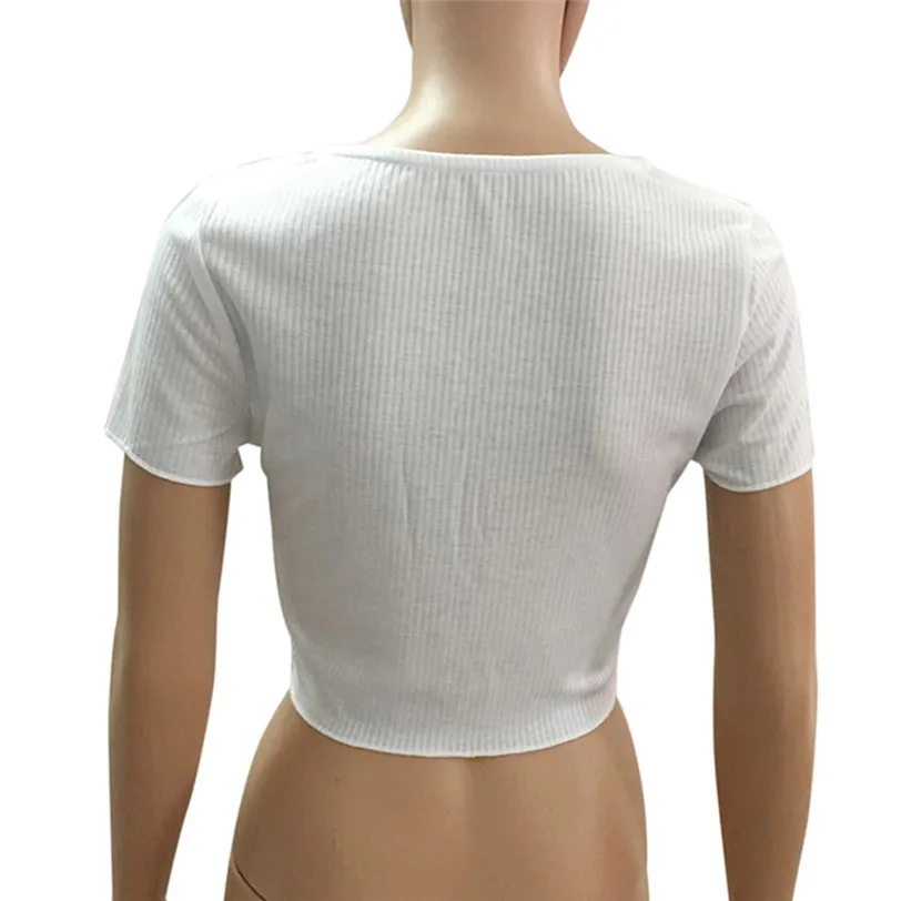 sexy bandage tshirt women 2018 fashion button t-shirt streetwear women crop top tee shirt femme manche courte wholesale noJE19 (8)