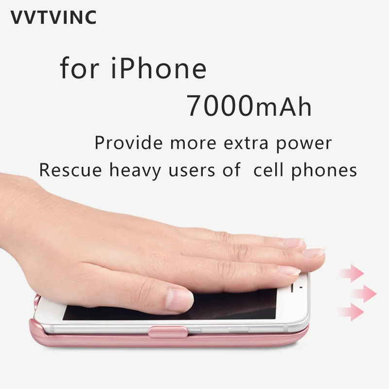 

VVTVINC Battery Charger Case 7000mAh Power Case For iPhone 6 6S 7 8 Battery Case Battery Charging Case Power Bank Phone Bracket