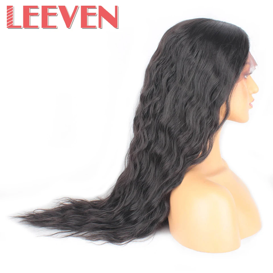 Leeven синтетический парик на кружеве 26 дюймов длинные волнистые парики блонд Омбре черные парики на кружеве для женский парик
