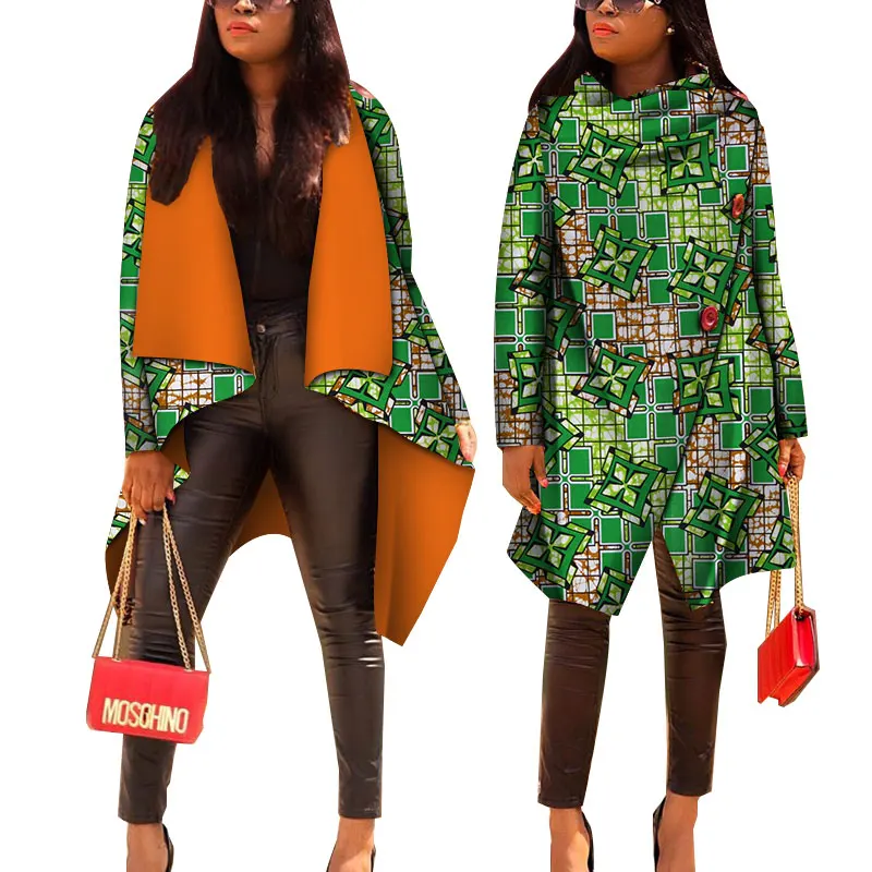 Women African Tops African Print Cotton Casual Coat Women Bazin Riche Trench Coat Lady Traditional African Clothes WY4715 - Цвет: 5