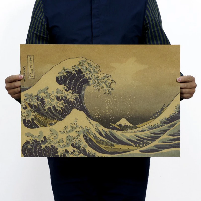 Настенные наклейки Kanagawa Япония Ukiyoe/крафт бумага/бар постер/ретро