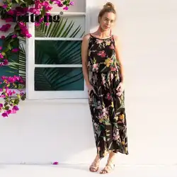 Летнее пляжное платье Для женщин Макси Boho Цветочный Длинные платья Вечеринка платье Vestidos Mujer # P