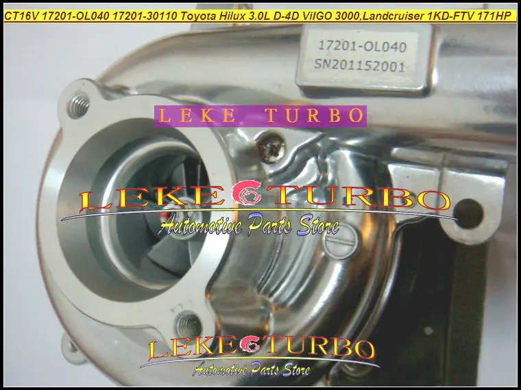 Бесплатная доставка Турбокомпрессор CT16V 17201-OL040 17201-30110 для TOYOTA Landcruiser HI-LUX Hilux ViIGO 3000