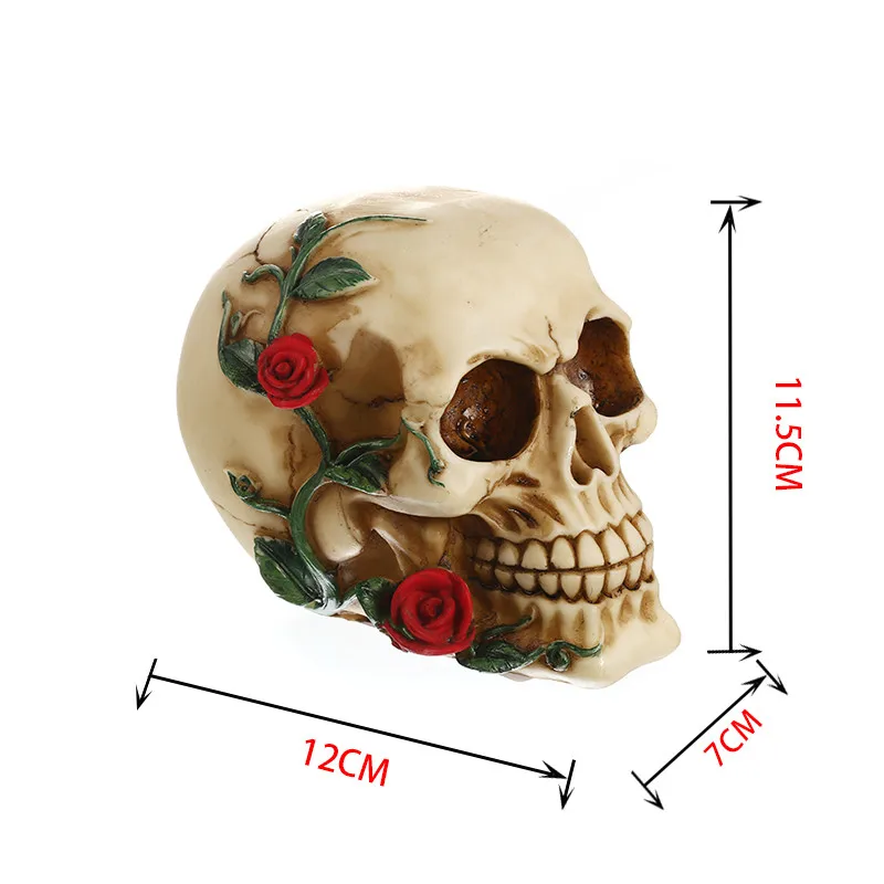 Смоляная голова скелета роза череп личность креативный Скелет Статуэтки Скульптура офис ремесло статуи для украшения