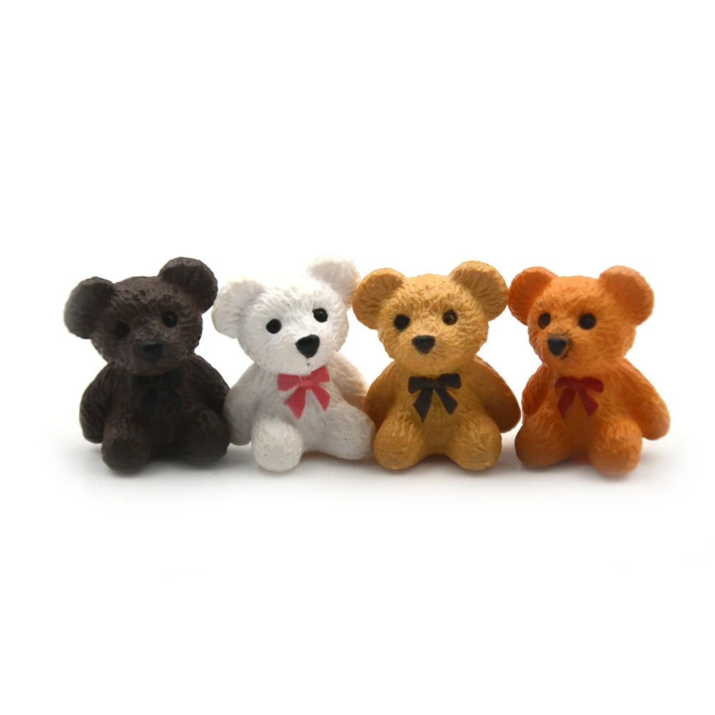 

2pcs/set Bear Figures Animals Statue Miniature Moss Micro Landscape Ornaments Resin Craft Decorative Mini Fairy Garden