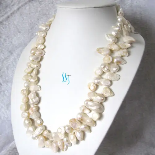 

Free shipping ddh003080 48" 8-9mm White Baroque Freshwater Pearl Necklace