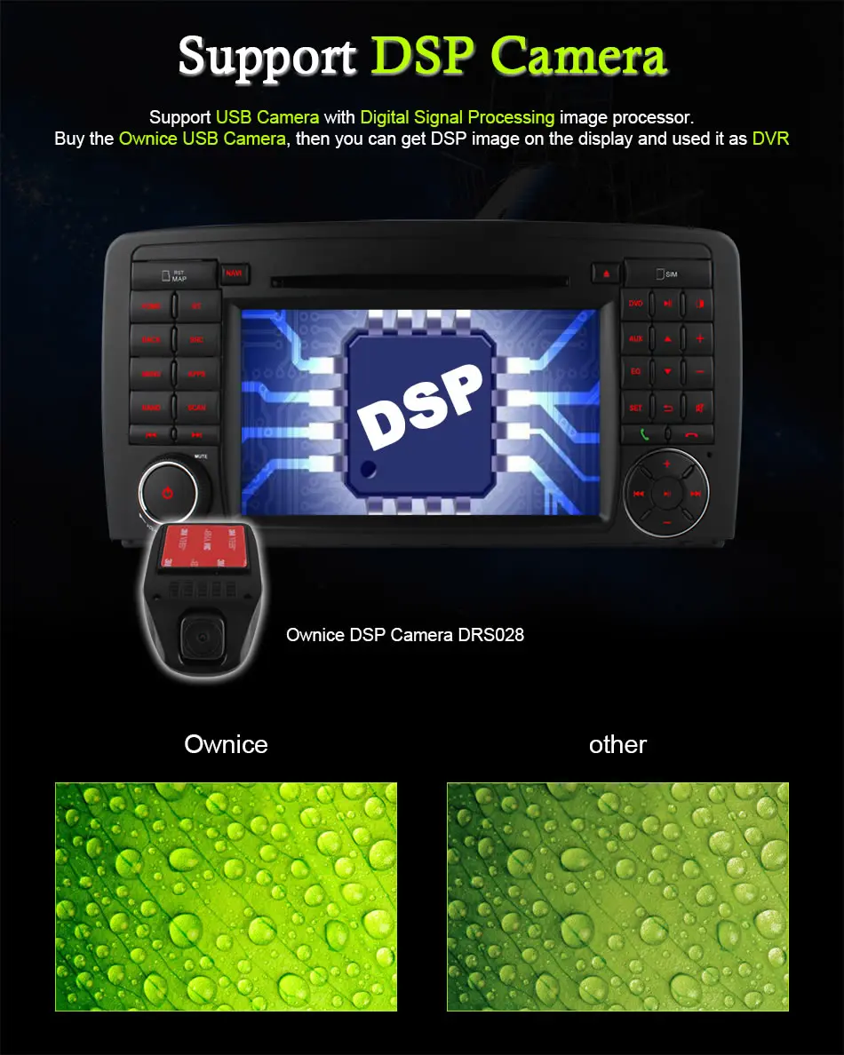 Discount Ownice 4G SIM LTE 4 Core 1024*600 Android 6.0 Car DVD Player for Mercedes R Class W251 R280 R300 R320 R350 R500 with Radio GPS 7