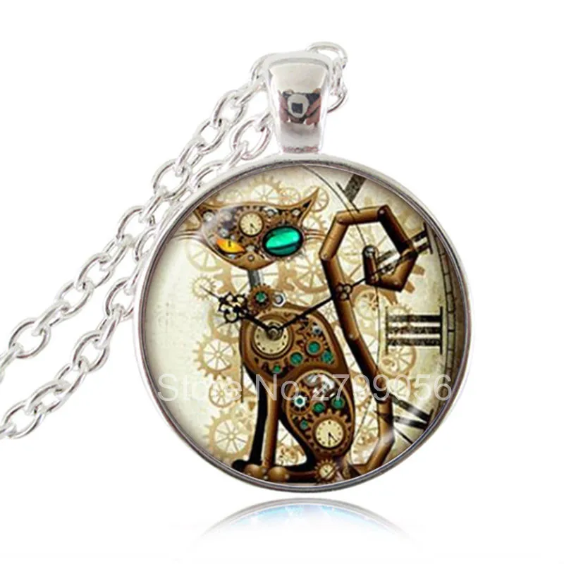 Family Decor Mandala Pendant Necklace Cabochon Glass Vintage Bronze Chain Necklace Jewelry Handmade