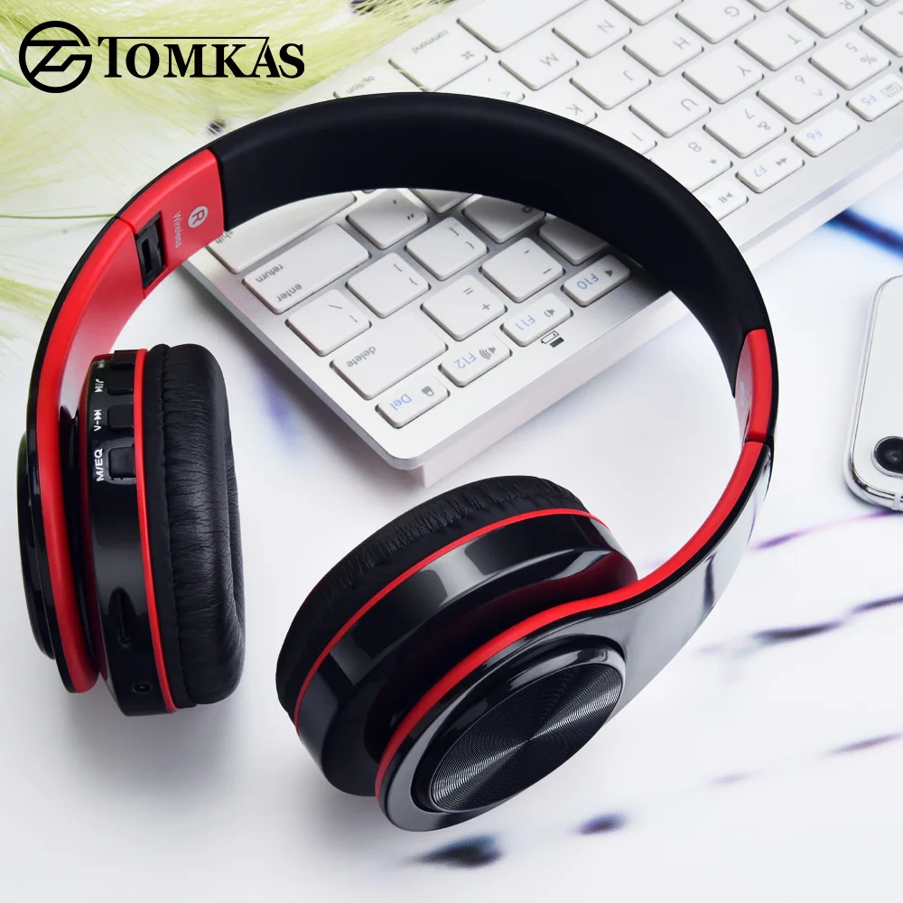 

TOMKAS Wireless Headphones Bluetooth Headset Foldable Headphone Stereo Gaming Earphone With Mic for Mobile Phone Support TF Card
