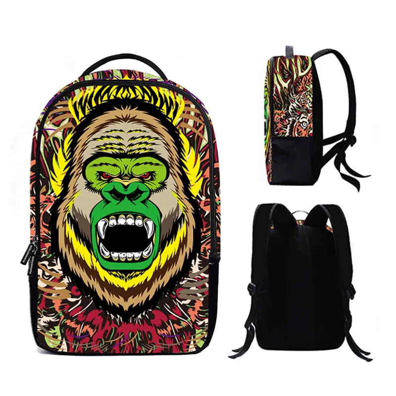 Runningtiger 3D Gorilla School Bag Printing Backpack Teen Waterproof