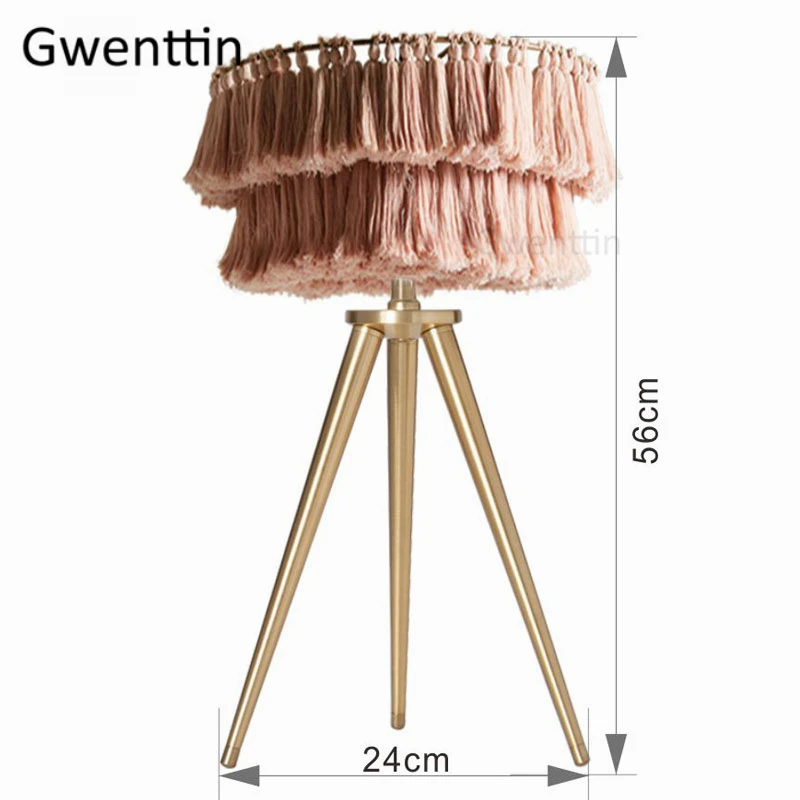 Скандинавский торшер с розовой шелковой нитью для гостиной, современный золотой тренога, светодиодный светильник, Светильники для спальни, стоячий светильник, домашний декор