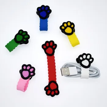 

30pcs/lot Cute Footprint Cable Winder Headphone Earphone Cable Wire Organizer Cord Holder For iphone samsung