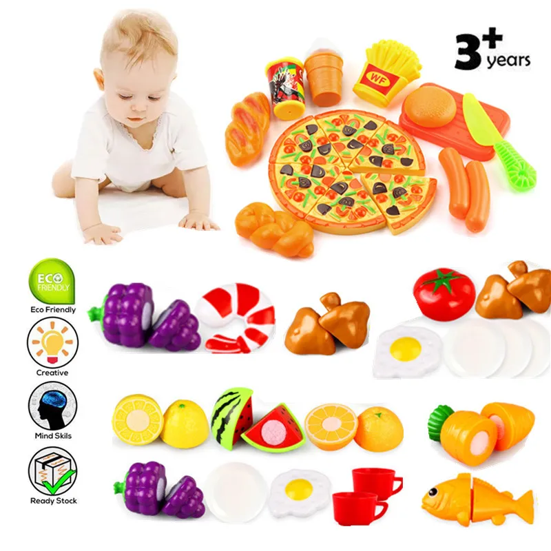 

Diy Pretend Play Kitchen Fruit and Vegetables Cutting Educational Toys for Children Baby Toys Birthday Gifts Kitchen Set
