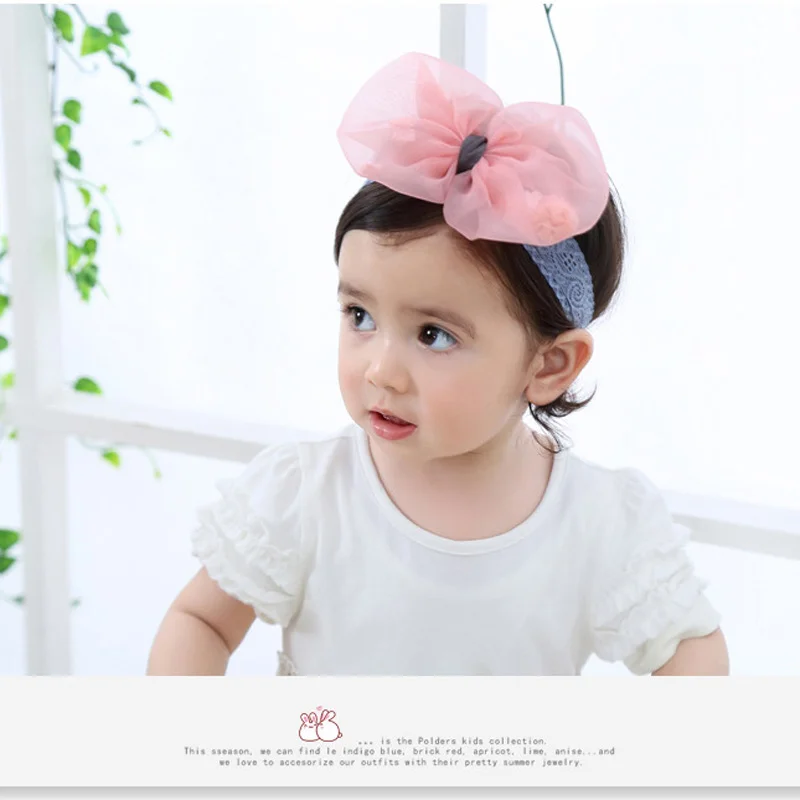 19Petal Bowknot Girl Headband Chiffon Elastic Comfortable Kids's Hair Belt Headwear Dress Up Wide Edge Sweet Lace and Cute Colorful Headwrap