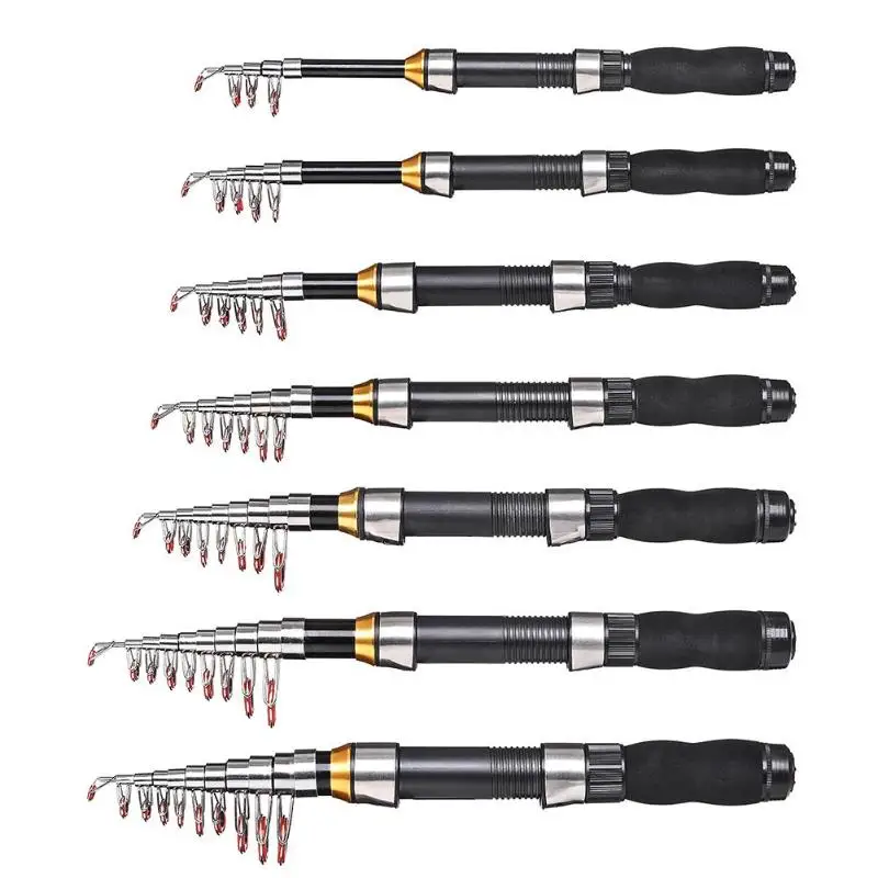 

LEO Mini Glass Fiber Telescopic Sea Fishing Pole Portable Hand Fishing Tackle Spinning Rod Black
