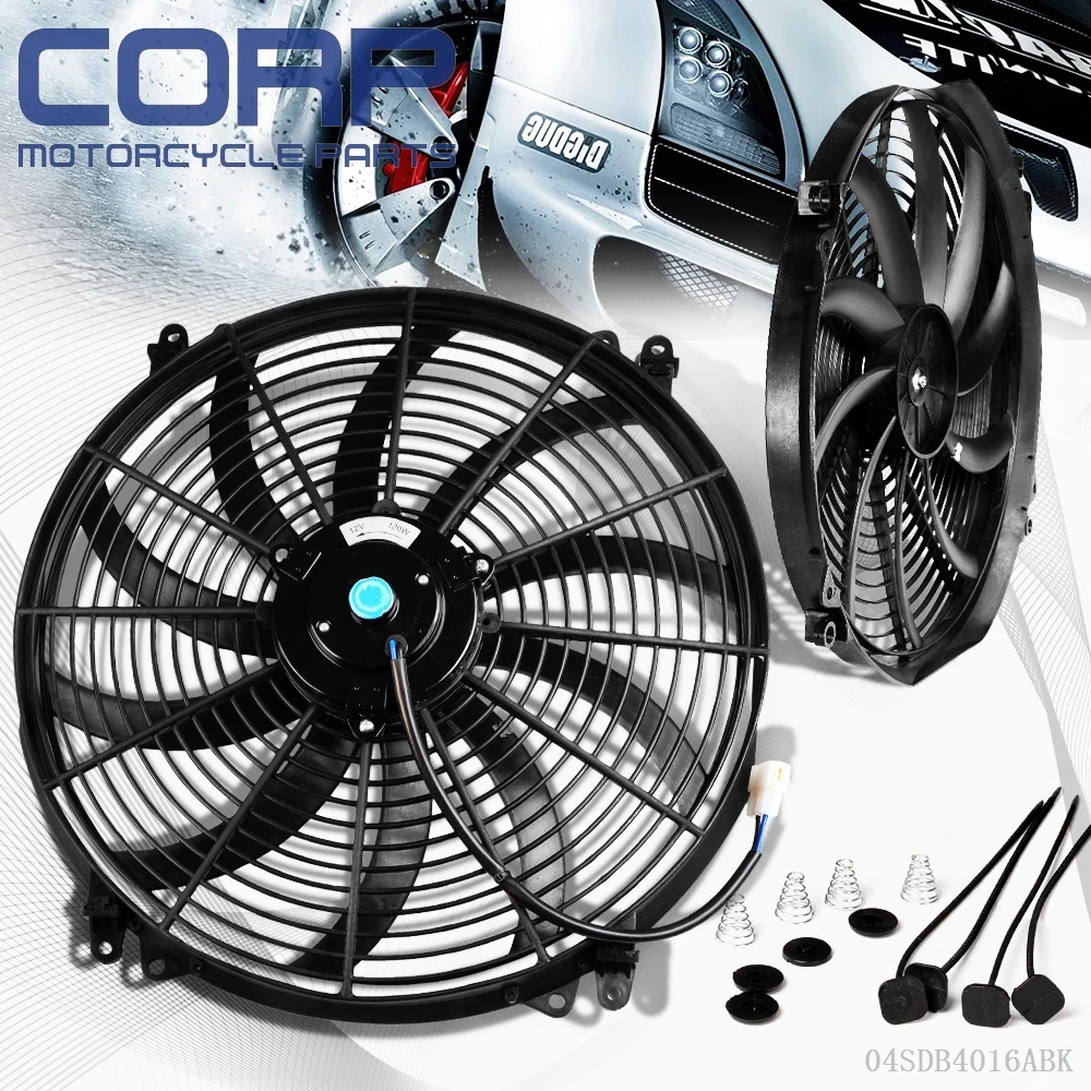 Universal 16" Inch 12V Slim Fan Push Pull Electric Radiator Cooling