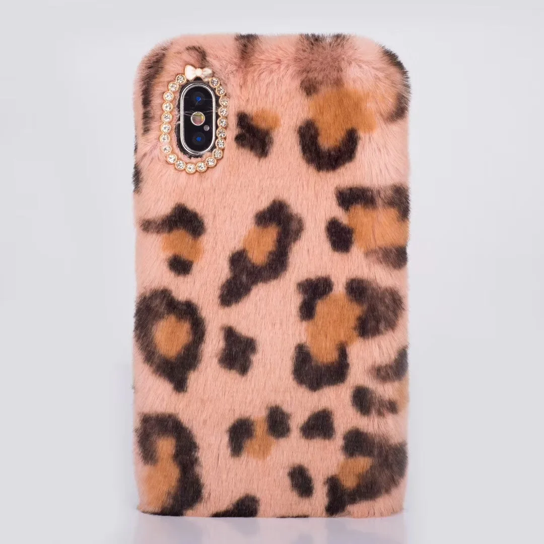 Luxury Rabbit Fur Case for iPhone XS Max Xr X 8 7 6 6S Plus SE 5S Cover Fashion Bling Diamond Winter Soft Furry Plush Phone Case puffer case