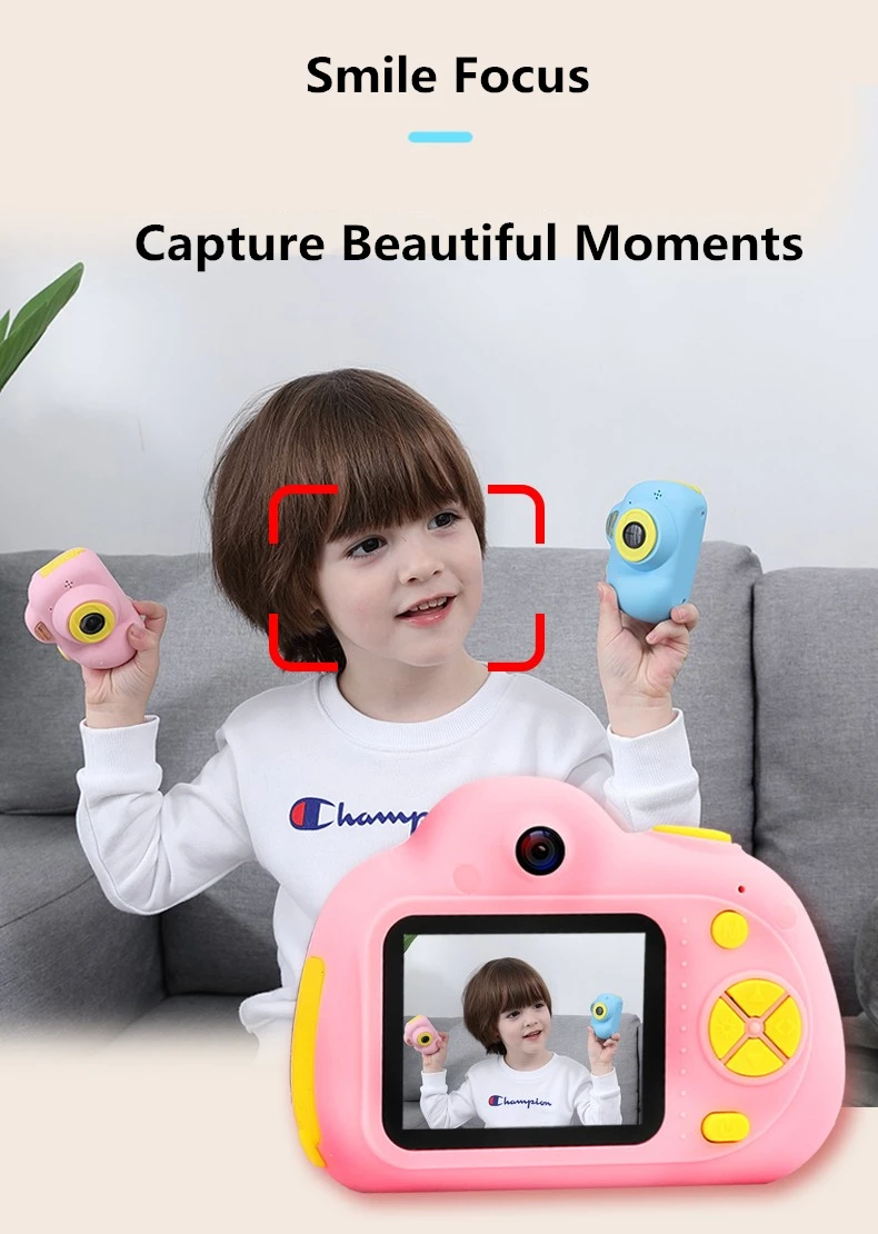  Children's Kawaii Camera HD Digital 800P TF Card Camcorder USB Rechargeable Early Education Puzzle 