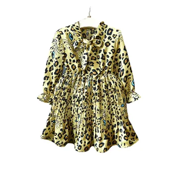 

Baby Girls Princess Chiffon Dresses 2019 Summer Girls Holiday Casual Dress Kids Clothes Cute Leopard Bow Tie Long Sleeve Dress