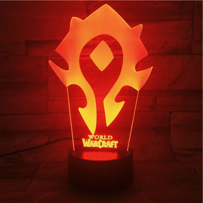 World of Warcraft USB светодиодный 3d-ночник, Эмблема Для племен, gece lambasi, детские подарки, Вау, настольная лампа, спальня, nachtlampje