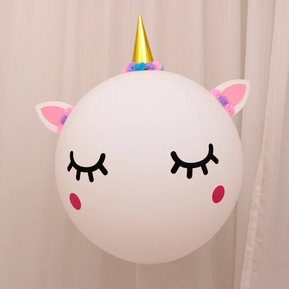

Unicorn Party DIY Felt Horn Ear Eyelash Backdrop Decorations With 36inch white latex Air Balloons Kids Birthday Party Supplies