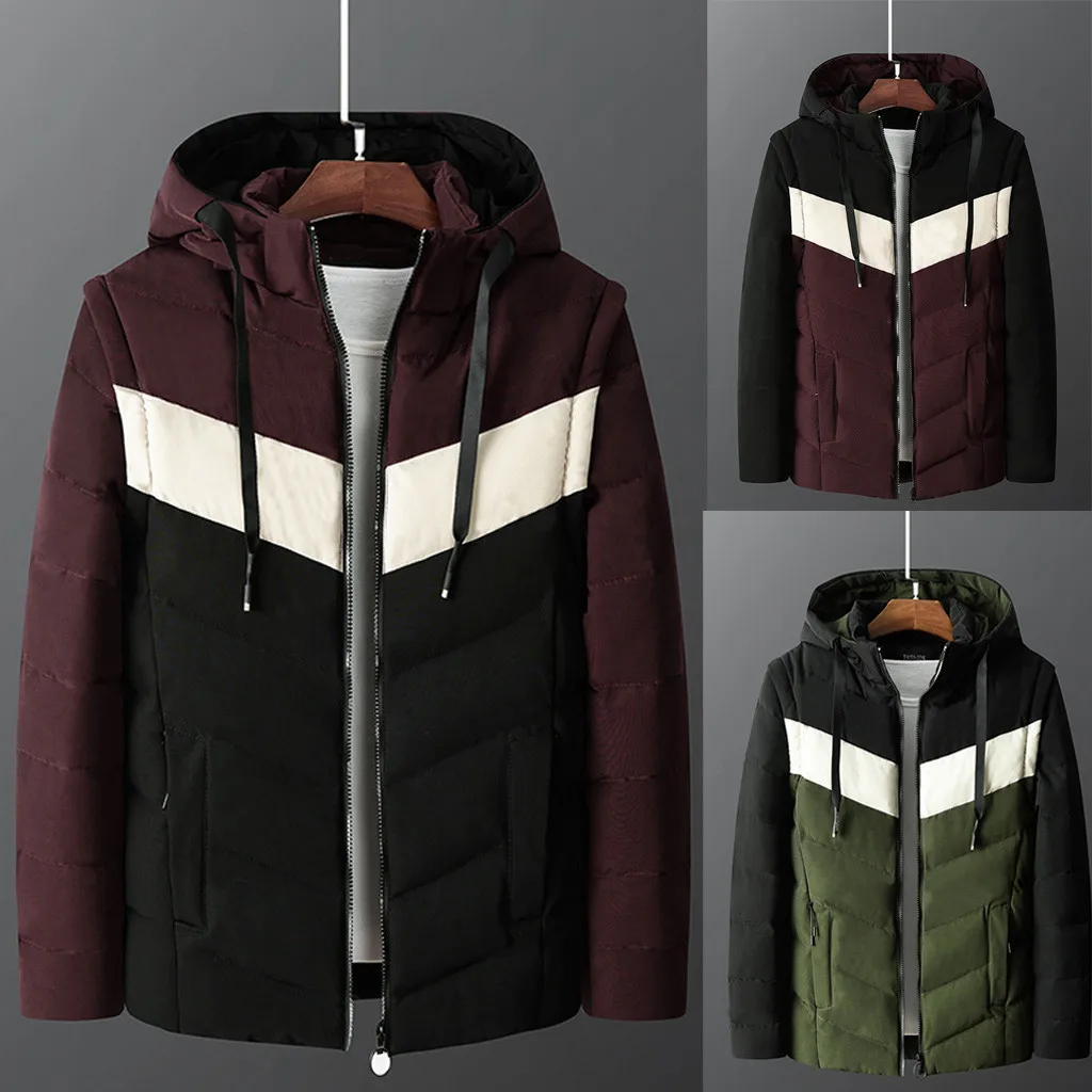 

Winter Jacket Men Men's Medium Length Hoodie Thickened Plus Size Cotton Padded Jacket Coat jaqueta masculino