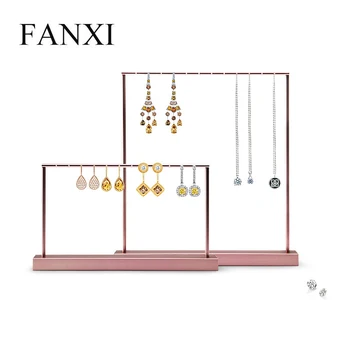 FANXI New Metal Shelf Rose Gold Earring Display Stand Pendant Holder Rack Jewelry Display Stand Showcase Jewelry Organizer hot sell metal tie display rack necktie display stand