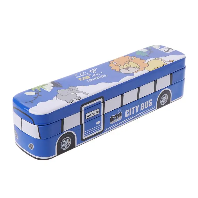 Творческий мультфильм моделирование автобусов Ручка Карандаш Чехол большой емкости двухслойные коробка школьные принадлежности студенческие подарки
