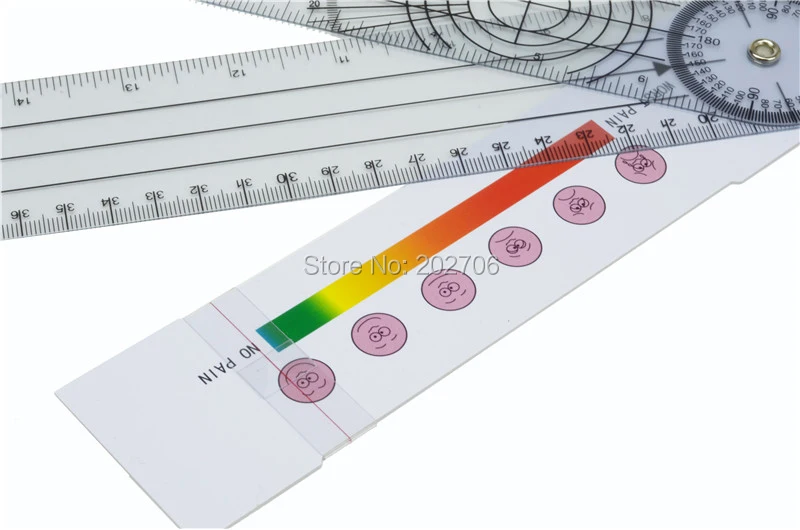 2 в 1 боли Гониометр позвоночника линейка гониометра тестер движения боли шкала 360 профессиональный, 12 шт./партия