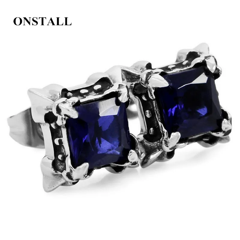 

2018 Medical titanium steel zircon earrings for men and women Titanium steel black crocodile earrings earrings punk accessories