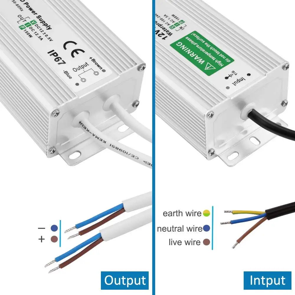 AC110V-220V 12 В постоянного тока блок питания 10 Вт 20 Вт 30 Вт 50 Вт 80 Вт 100 Вт IP67 Водонепроницаемый 24 В светодиодный электронный трансформатор из алюминиевого сплава