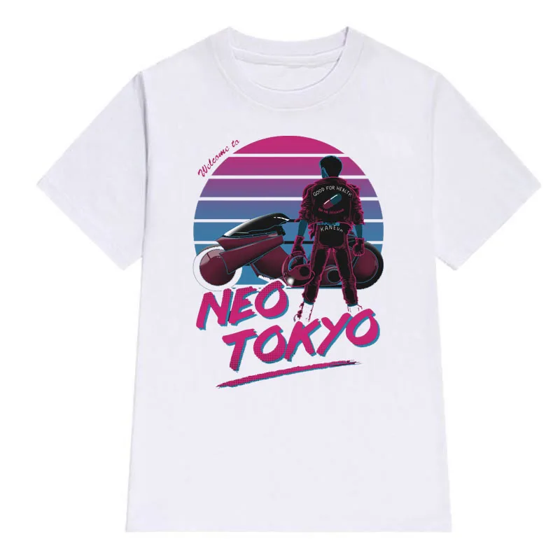 

LettBao Akira Synthwave Tshirt Men Funny Print Japan Anime Summer Boys T-shirts O-Neck Casual Men Collar T Shirt Tee Shirt