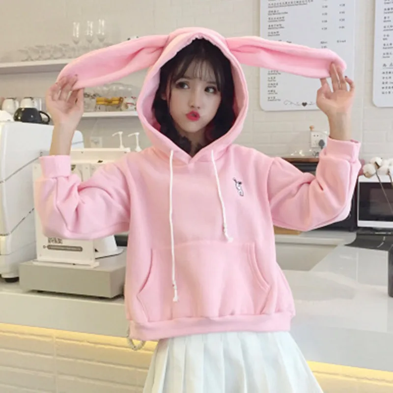 Women Bunny Hoody Long Sleeve Hoodie Lovely Female Rabbit Sweatshirts Loose Size Lovely Cotton Treetwear 2019 Top Spring Clothes Women Bunny Hoody Long Sleeve Hoodie Lovely Female Rabbit Sweatshirts Loose Size Lovely Cotton Treetwear 2019 Top Spring Clothes
