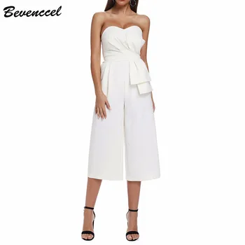 

Hot Quality 2020 New White Fashion Women Jumpsuit Strapless Regular Elegant Bodysuit Celebrity Party Jumpsuit