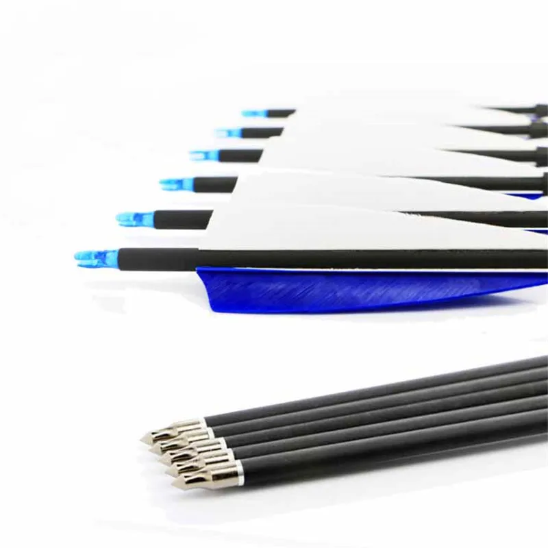 

6/12/24pcs Spine 600 Mixed Carbon Arrow OD 7.8 mm Replaceable Arrowhead for Compound/Recurve Bow Archery