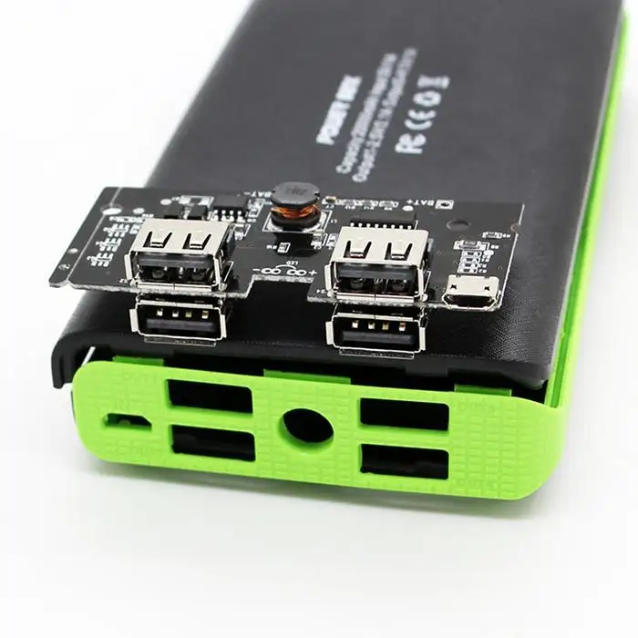 Универсальный портативный чехол для аккумулятора и 4 USB(батареи не 4 порта, 1 интерфейс mrico входит в комплект