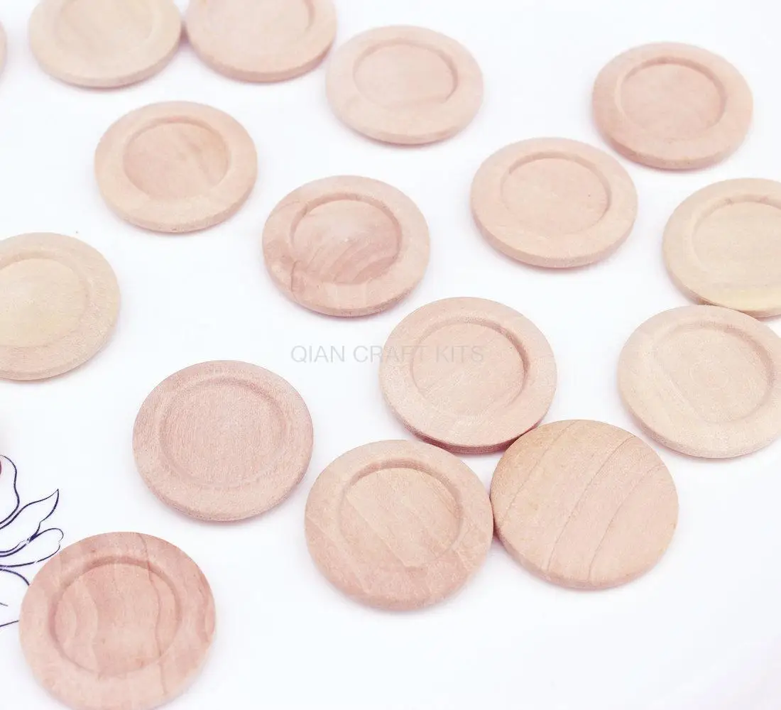 300pcs natural wood 23mm wood glass cabochons settings tray size 15mm -wood bezel blanks-new choice for pendant or gift idea
