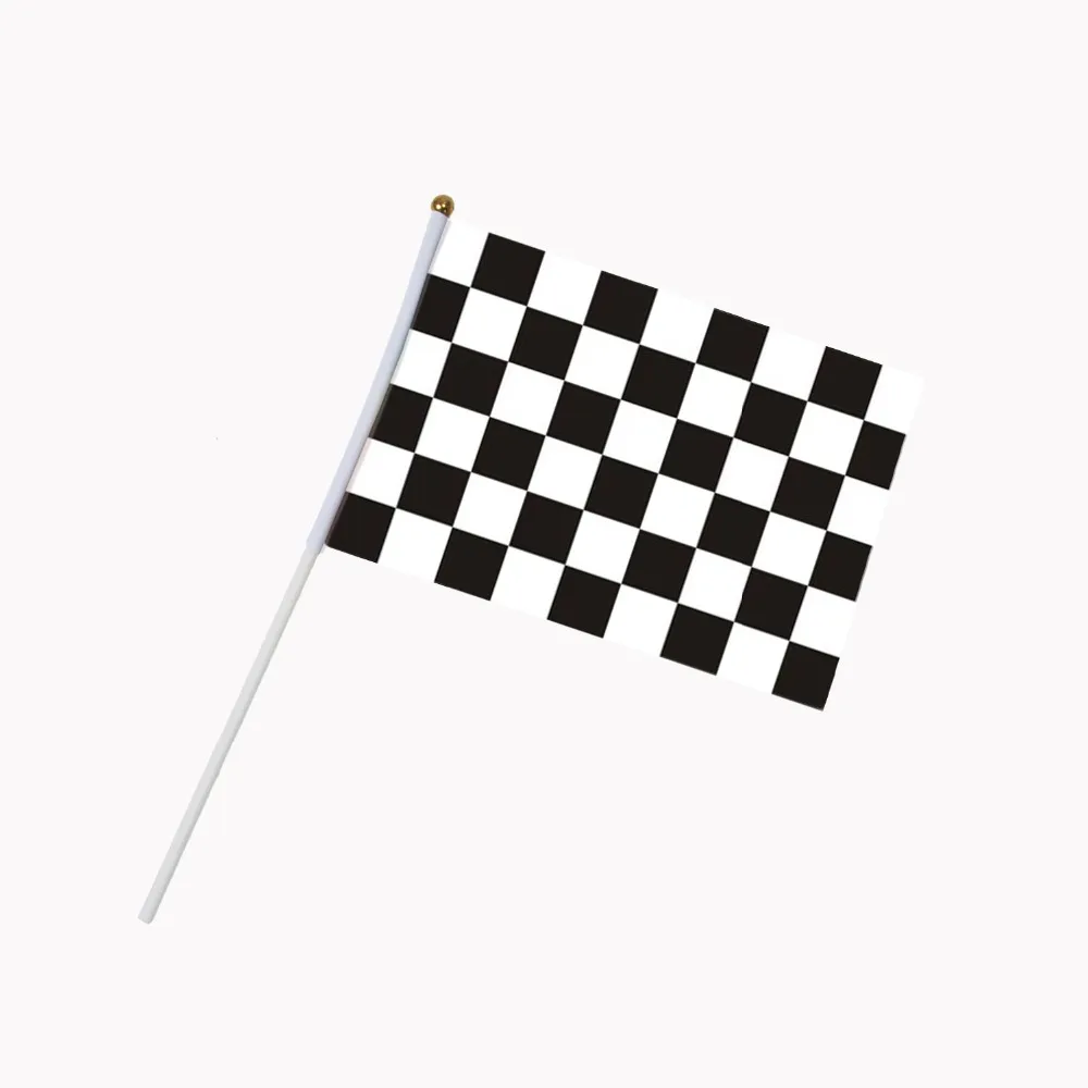 5 шт клетчатый гоночный Автомобильный флаг 14*21 см ручной мини-флаг с белый шест яркий цвет и устойчивость к выцветанию-ручной
