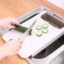 HIPSTEEN многофункциональная телескопическая разделочная доска для кухни, разделочная доска, пластиковые контейнеры для хранения, кухонные принадлежности
